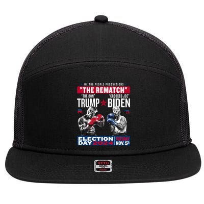 The Rematch The Don And Crooked Joe Pro Trump 2024 7 Panel Mesh Trucker Snapback Hat