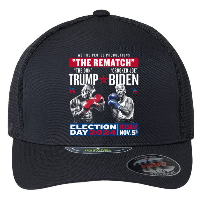 The Rematch The Don And Crooked Joe Pro Trump 2024 Flexfit Unipanel Trucker Cap