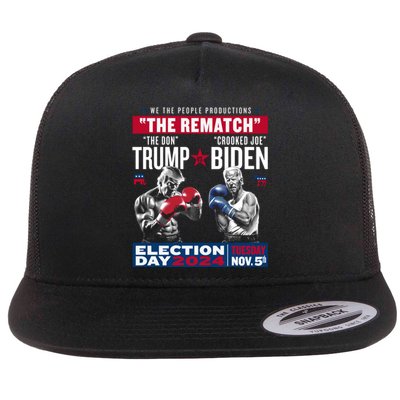 The Rematch The Don And Crooked Joe Pro Trump 2024 Flat Bill Trucker Hat