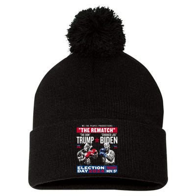 The Rematch The Don And Crooked Joe Pro Trump 2024 Pom Pom 12in Knit Beanie