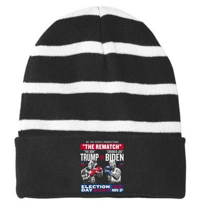 The Rematch The Don And Crooked Joe Pro Trump 2024 Striped Beanie with Solid Band