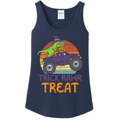 Trick Rawr Treat Dinosaur Monster Truck Halloween Boy Ladies Essential Tank