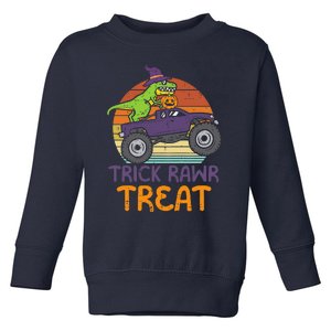 Trick Rawr Treat Dinosaur Monster Truck Halloween Boy Toddler Sweatshirt