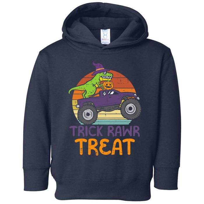 Trick Rawr Treat Dinosaur Monster Truck Halloween Boy Toddler Hoodie