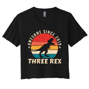 THREE REX Women's Crop Top Tee