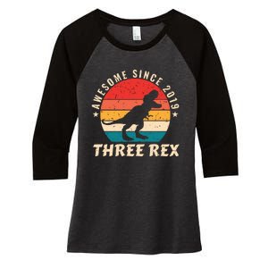 THREE REX Women's Tri-Blend 3/4-Sleeve Raglan Shirt