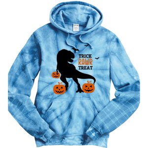 Trick Rawr Treat Dinosaur Halloween Novelty Holiday Item Gift Tie Dye Hoodie