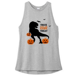 Trick Rawr Treat Dinosaur Halloween Novelty Holiday Item Gift Ladies PosiCharge Tri-Blend Wicking Tank