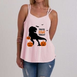 Trick Rawr Treat Dinosaur Halloween Novelty Holiday Item Gift Women's Strappy Tank