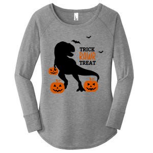 Trick Rawr Treat Dinosaur Halloween Novelty Holiday Item Gift Women's Perfect Tri Tunic Long Sleeve Shirt