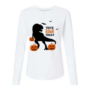 Trick Rawr Treat Dinosaur Halloween Novelty Holiday Item Gift Womens Cotton Relaxed Long Sleeve T-Shirt