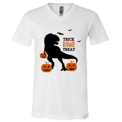 Trick Rawr Treat Dinosaur Halloween Novelty Holiday Item Gift V-Neck T-Shirt