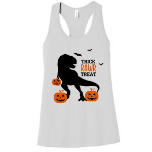 Trick Rawr Treat Dinosaur Halloween Novelty Holiday Item Gift Women's Racerback Tank