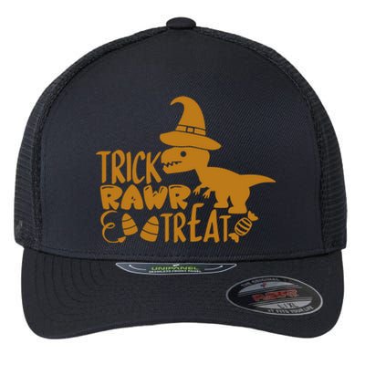 Trick Rawr Treat Dinosaur Halloween Tyrannosaurus Rex Gift Flexfit Unipanel Trucker Cap