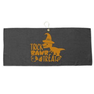 Trick Rawr Treat Dinosaur Halloween Tyrannosaurus Rex Gift Large Microfiber Waffle Golf Towel