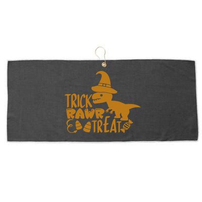 Trick Rawr Treat Dinosaur Halloween Tyrannosaurus Rex Gift Large Microfiber Waffle Golf Towel