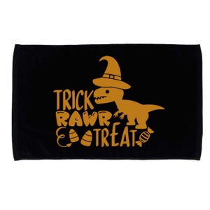 Trick Rawr Treat Dinosaur Halloween Tyrannosaurus Rex Gift Microfiber Hand Towel