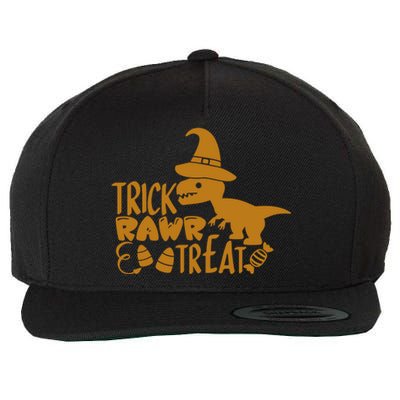 Trick Rawr Treat Dinosaur Halloween Tyrannosaurus Rex Gift Wool Snapback Cap