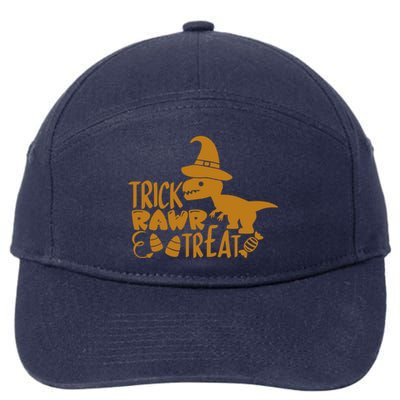 Trick Rawr Treat Dinosaur Halloween Tyrannosaurus Rex Gift 7-Panel Snapback Hat