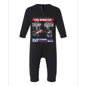 The Rematch: The Don And Crooked Joe Pro Trump 2024 Infant Fleece One Piece