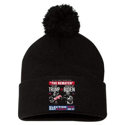 The Rematch: The Don And Crooked Joe Pro Trump 2024 Pom Pom 12in Knit Beanie