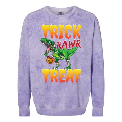 Trick Rawr Treat Dinosaur Trex Halloween Great Gift Colorblast Crewneck Sweatshirt