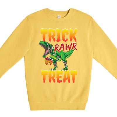 Trick Rawr Treat Dinosaur Trex Halloween Great Gift Premium Crewneck Sweatshirt