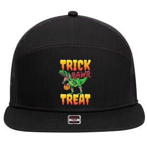 Trick Rawr Treat Dinosaur Trex Halloween Great Gift 7 Panel Mesh Trucker Snapback Hat