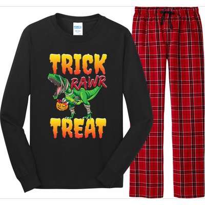 Trick Rawr Treat Dinosaur Trex Halloween Great Gift Long Sleeve Pajama Set