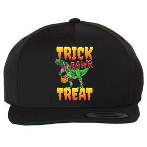 Trick Rawr Treat Dinosaur Trex Halloween Great Gift Wool Snapback Cap