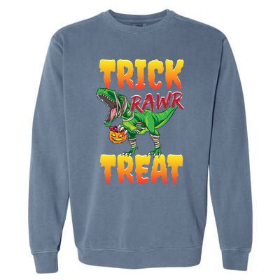 Trick Rawr Treat Dinosaur Trex Halloween Great Gift Garment-Dyed Sweatshirt