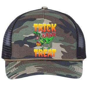 Trick Rawr Treat Dinosaur Trex Halloween Great Gift Retro Rope Trucker Hat Cap