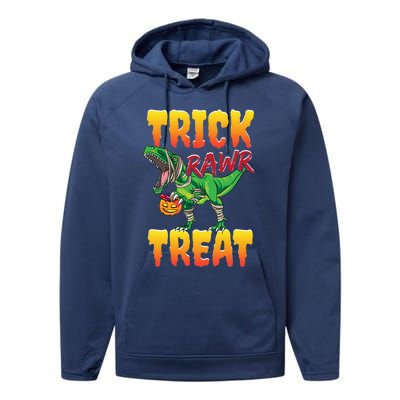 Trick Rawr Treat Dinosaur Trex Halloween Great Gift Performance Fleece Hoodie