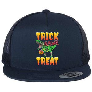 Trick Rawr Treat Dinosaur Trex Halloween Great Gift Flat Bill Trucker Hat