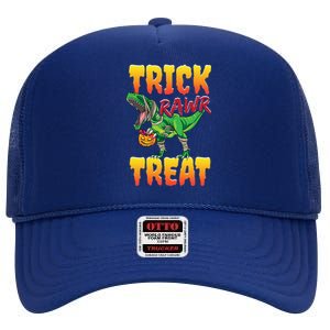 Trick Rawr Treat Dinosaur Trex Halloween Great Gift High Crown Mesh Back Trucker Hat