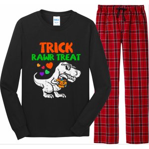 Trick Rawr Treat Dinosaur Trex Halloween Gift Long Sleeve Pajama Set