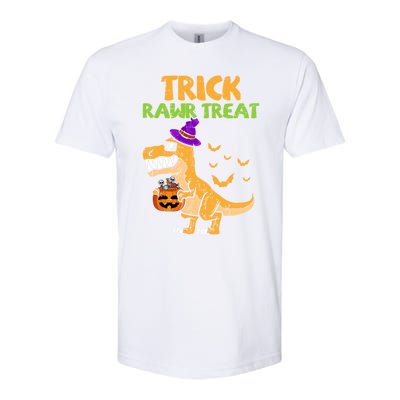 Trick Rawr Treat Dinosaur Trex Witch Pumpkin Funny Halloween Gift Softstyle® CVC T-Shirt