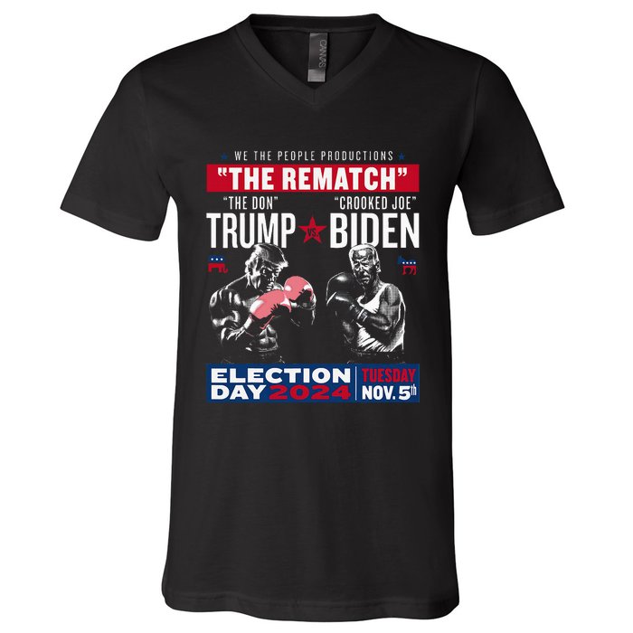 The Rematch The Don And Crooked Joe Pro Trump 2024 V-Neck T-Shirt