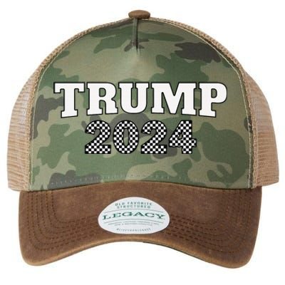 Trump Racing Theme 2024 Checker Legacy Tie Dye Trucker Hat