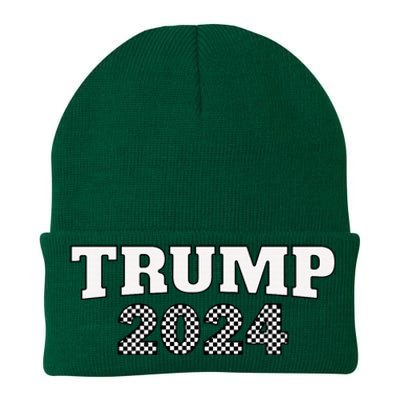 Trump Racing Theme 2024 Checker Knit Cap Winter Beanie