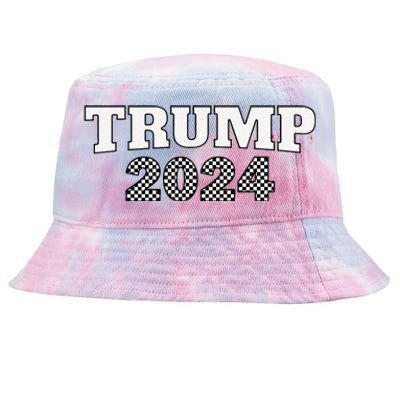 Trump Racing Theme 2024 Checker Tie-Dyed Bucket Hat