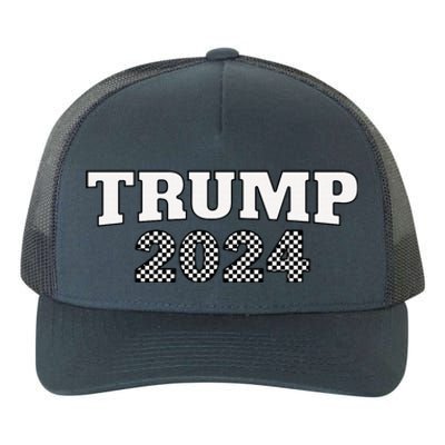 Trump Racing Theme 2024 Checker Yupoong Adult 5-Panel Trucker Hat