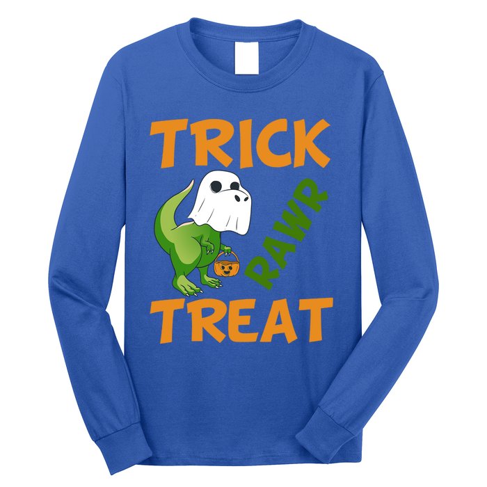 Trick Rawr Treat Halloween Dino Trick Or Treat Dinosaur Gift Long Sleeve Shirt