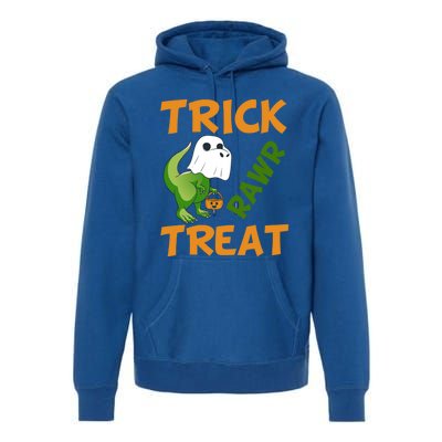 Trick Rawr Treat Halloween Dino Trick Or Treat Dinosaur Gift Premium Hoodie