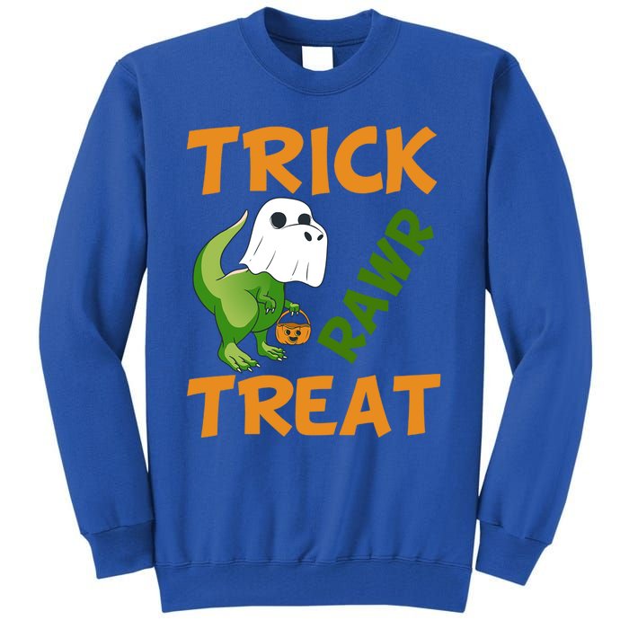 Trick Rawr Treat Halloween Dino Trick Or Treat Dinosaur Gift Tall Sweatshirt