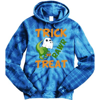 Trick Rawr Treat Halloween Dino Trick Or Treat Dinosaur Gift Tie Dye Hoodie