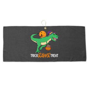 Trick Rawr Treat Halloween Funny T Rex Dinosaur Cute Gift Large Microfiber Waffle Golf Towel