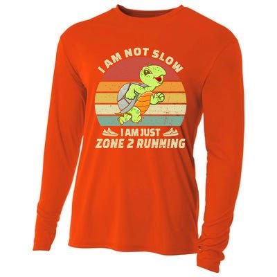 Turtle Runner Team Vintage Im Not Slow Just Zone 2 Running Great Gift Cooling Performance Long Sleeve Crew