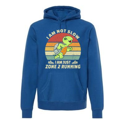 Turtle Runner Team Vintage Im Not Slow Just Zone 2 Running Great Gift Premium Hoodie