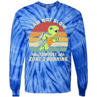 Turtle Runner Team Vintage Im Not Slow Just Zone 2 Running Great Gift Tie-Dye Long Sleeve Shirt